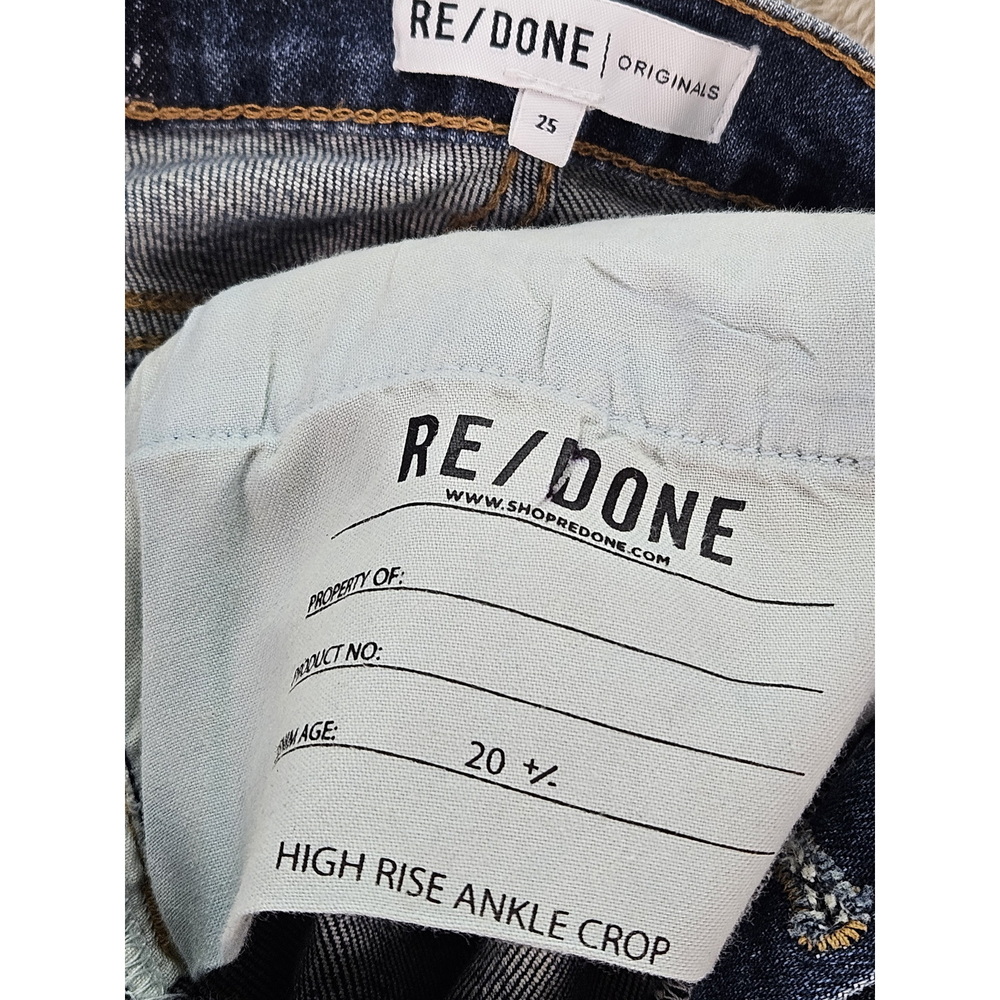 NWT RE/DONE Originals High Rise Ankle Crop Jeans Denim Women's Size 25 - Picture 7 of 10